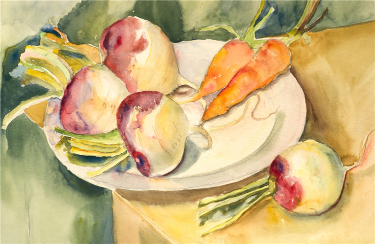 Still Life: Turnip and Carrots - Image 3 of 4