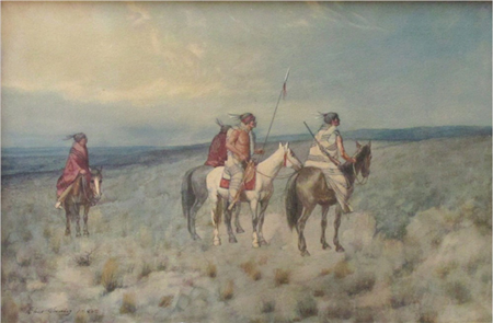 Four Indians on Horseback