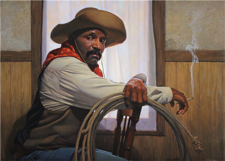 Thomas Blackshear
Bronco Break
oil on canvas
31h x 40w in
78.74h x 101.60w cm
