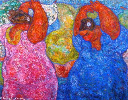 Madge Tennent, "Hawaiians Hanging Holoku," 1934. Permanent collection.