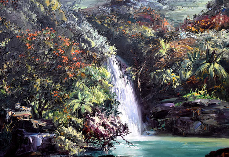 "Waterfalls on the Island of Oahu" - Image 2 of 3