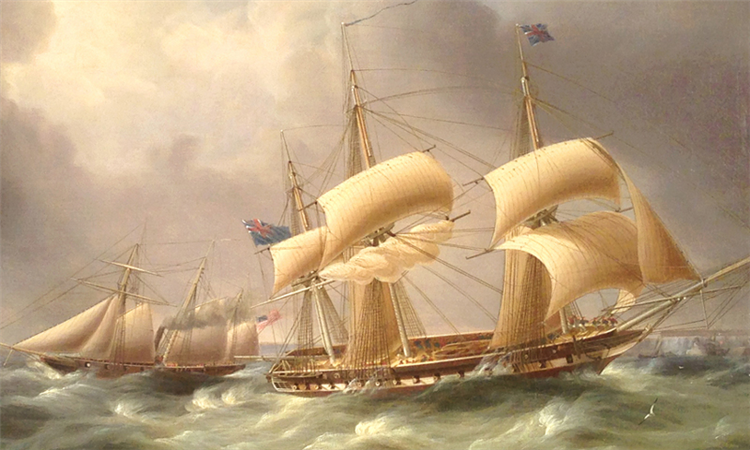 American Steam Schooner Meets British Frigates Crossing the English Channel - Image 3 of 3