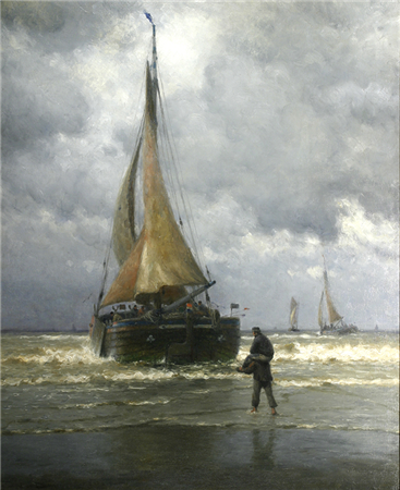 On the Coast of Holland, Fishing Boat Ready for Sea - Image 1 of 4