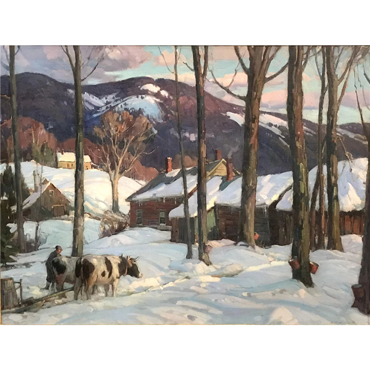 Winter Landscape Painting, Sugaring Time - Image 2 of 4