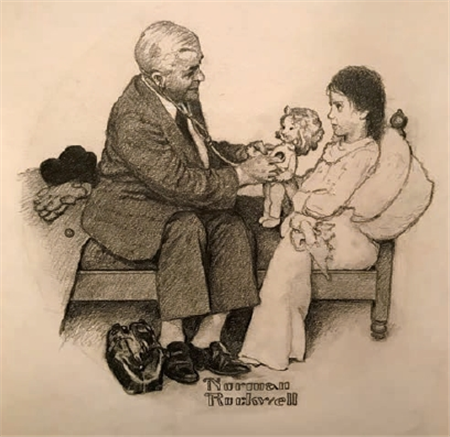 Doctor Examining Sick Doll for Little Girl - Image 1 of 2