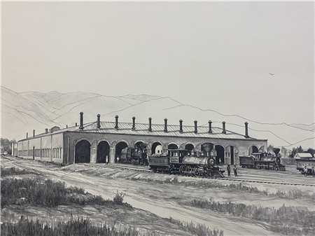 Andrew Saar original charcoal
Virginia and Truckee roundhouse
Carson City, Nevada
