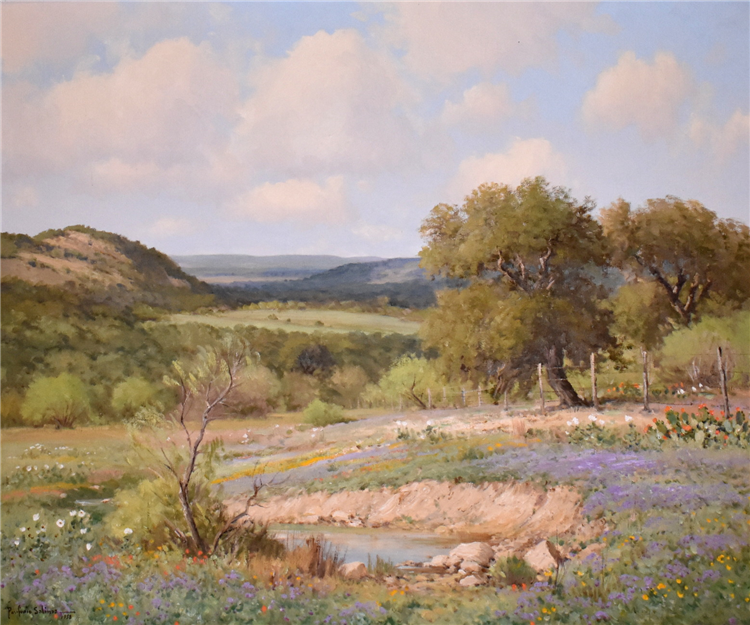 "Verbena Fenceline" Texas Hill Country - Image 2 of 4