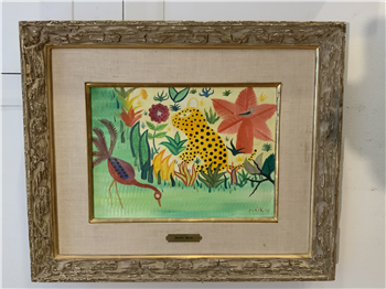 Leopard and bird in a landscape - Image 1 of 3