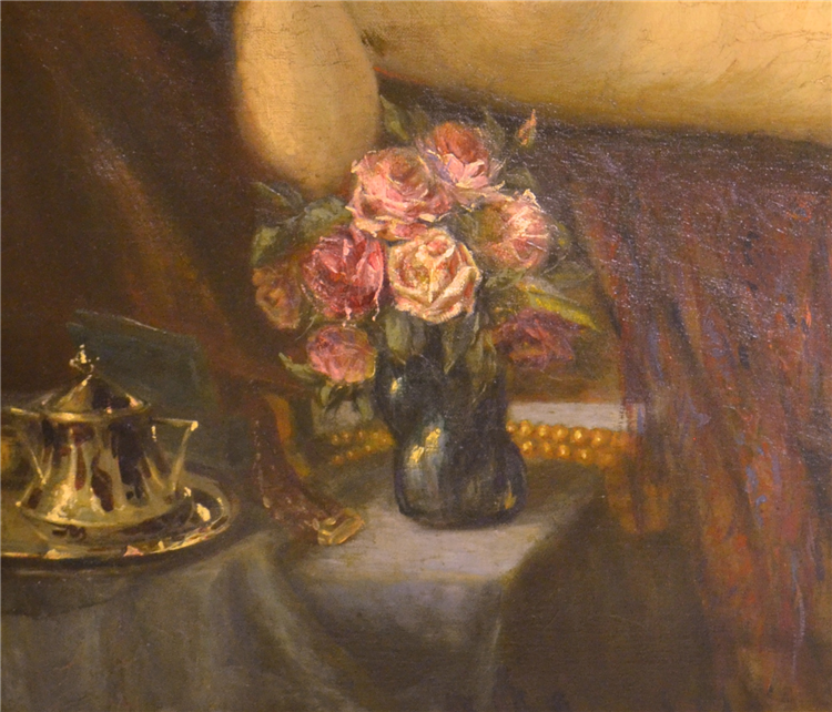 Reclining Nude Woman with Mirror and Roses - Image 2 of 4
