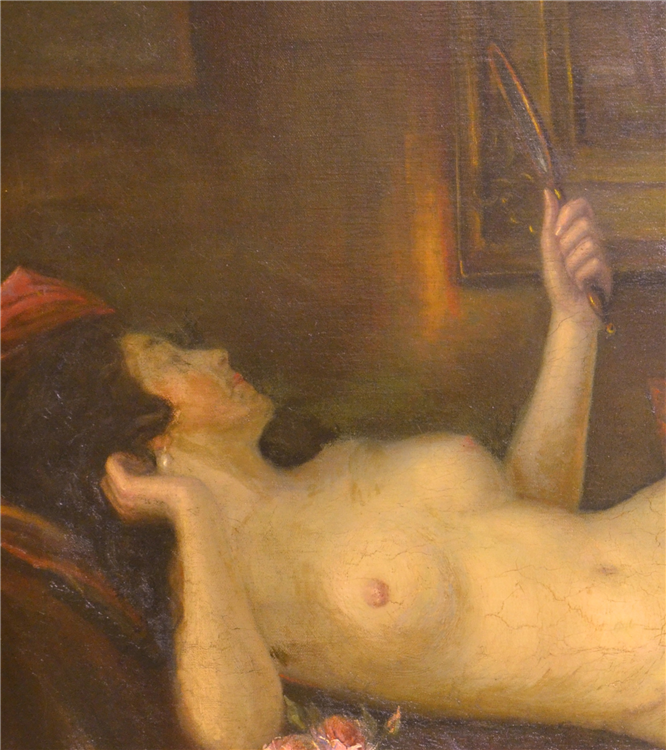 Reclining Nude Woman with Mirror and Roses - Image 3 of 4