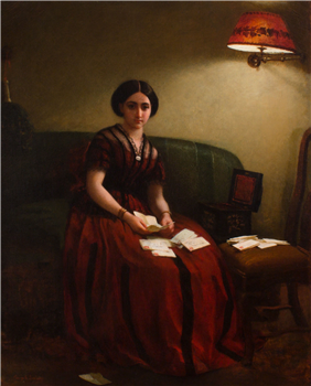 Woman on Sofa Reading Letters - Image 1 of 3
