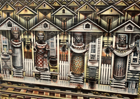 John Biggers, Four Seasons, 1990, color lithograph, 24.75 x 34.5 inches