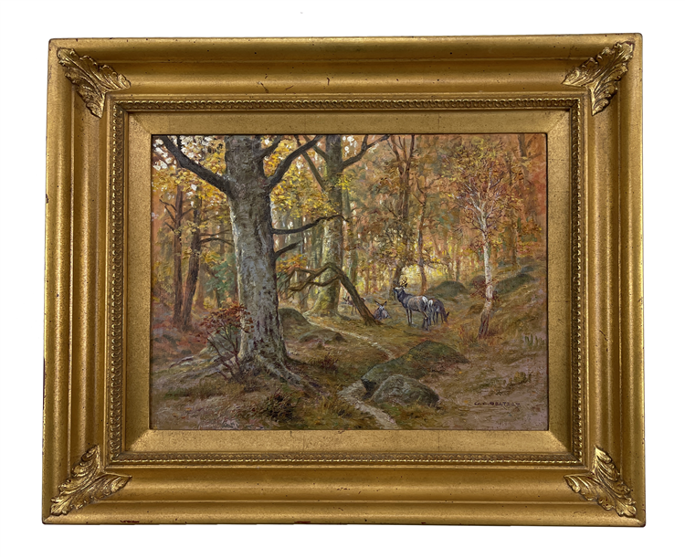Olaf Carl Seltzer "Mule Deer in Autumn" 11.5" x 15.5" oil on board. SOLD 2021 in Montana Masterpieces.