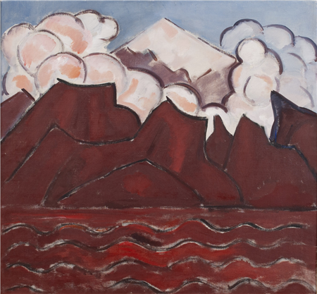 MARSDEN HARTLEY (1877-1943), An untitled volcano scene of Popocatépetl, Mexico, also known as  “Coastal Landscape in Red".  SOLD $552,000 January 2021