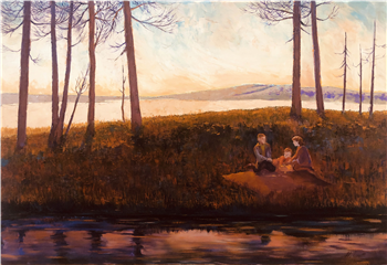 Young Adults Picnicking on the Forest Floor