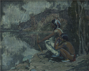 Indians in Moonlight - Image 1 of 2