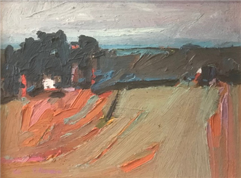 house in Landscape, Blue Sea in Distance (untitled) - Image 1 of 4