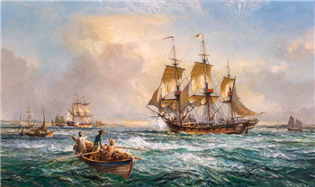 The Maryland Ship DEFENCE Chases the British Sloop OTTER Down Chesapeake Bay - Image 1 of 4