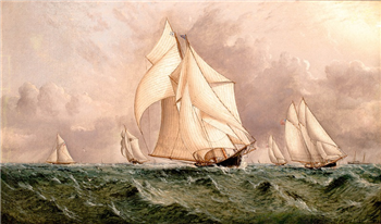 William Astor's Schooner AMBASSADRESS Leads the Regatta - Image 1 of 4