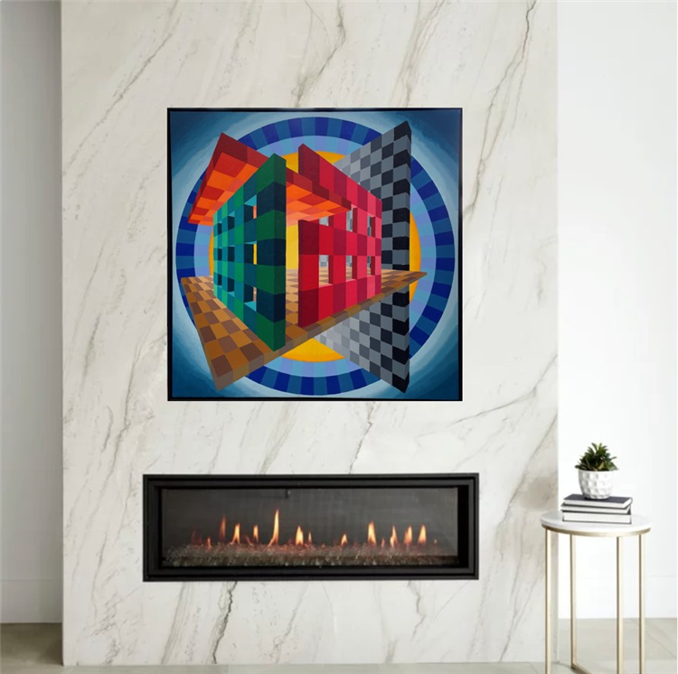 Sale was $6800 -- Block Sculpture with Blue Halo - Image 2 of 2