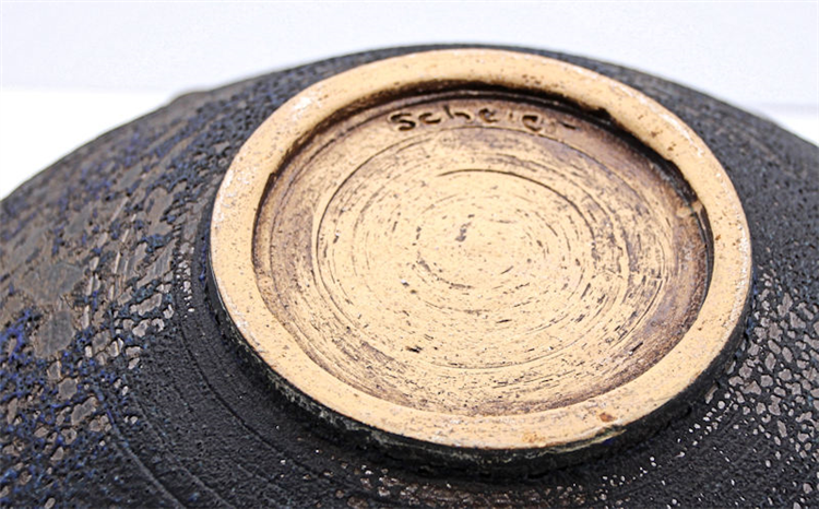 Volvanic Glazed Bowl with Face in Relief - Image 3 of 4