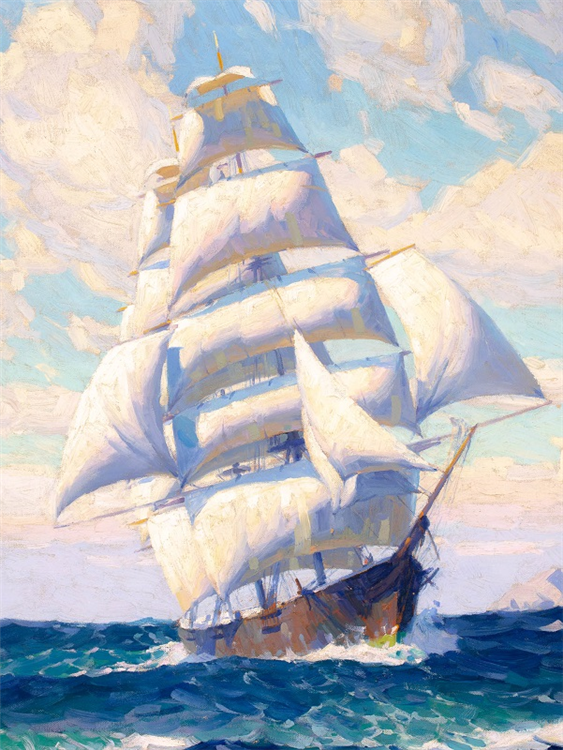 Full Masted Ship Off Catalina Island - Image 3 of 4