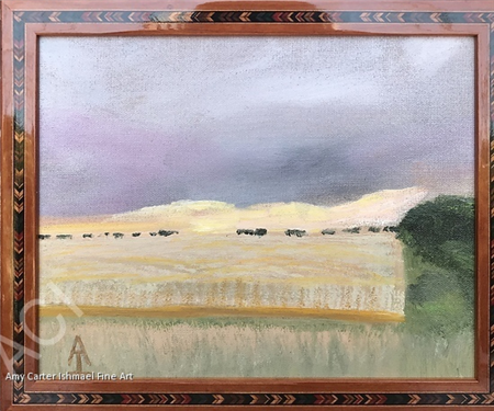 Sold in Texas.  reported by David Dike Fine Art.
Sold at David Dike Fine Art Auction Oct 15 2022.
Sld for $183 or $2.29 a sq in oil on rough linen, (or fine burlap) minimalistic landscape. 
This image sold in Oct. of 2022 at David Dike Fine Art Auction, a great auction for collectors that is begining to show some living artist's that paint in Texas, as well as those deceased Texas artists that made Texas art great to collect.