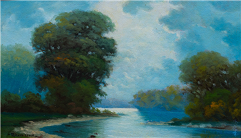 Wooded landscape and water - Image 1 of 4