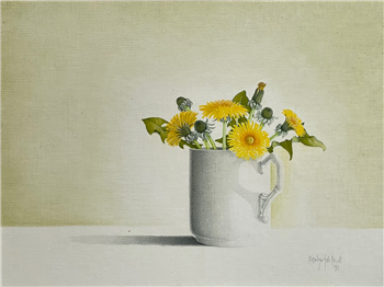 Dandelions in a White Cup - Image 1 of 3