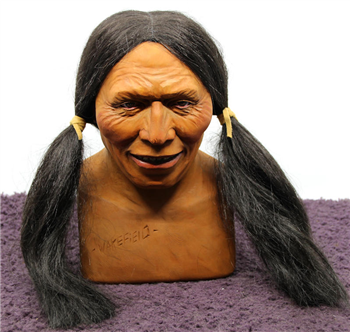 Hand-Carved Wooden Indian Head - Image 1 of 4