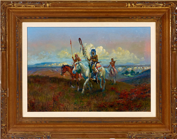 THREE INDIANS ON HORSEBACK