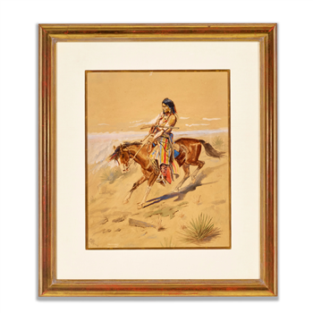 NATIVE AMERICAN FIGURE ON HORSEBACK