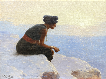 Moki Girl Looking Over Canyon - Image 1 of 2
