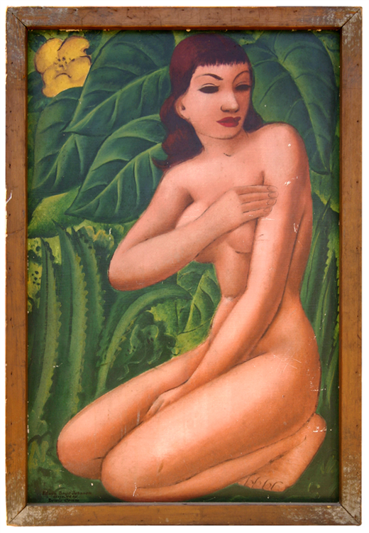 Nude Woman in Tropical Landscape - Image 2 of 2