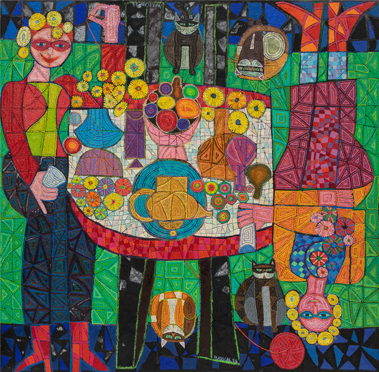 Two Mystic Ladies with Four Cats - Image 2 of 2