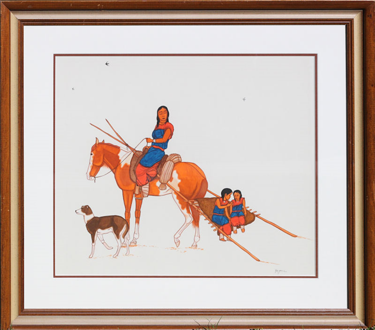Woman Pulling Children on Travois - Image 3 of 4