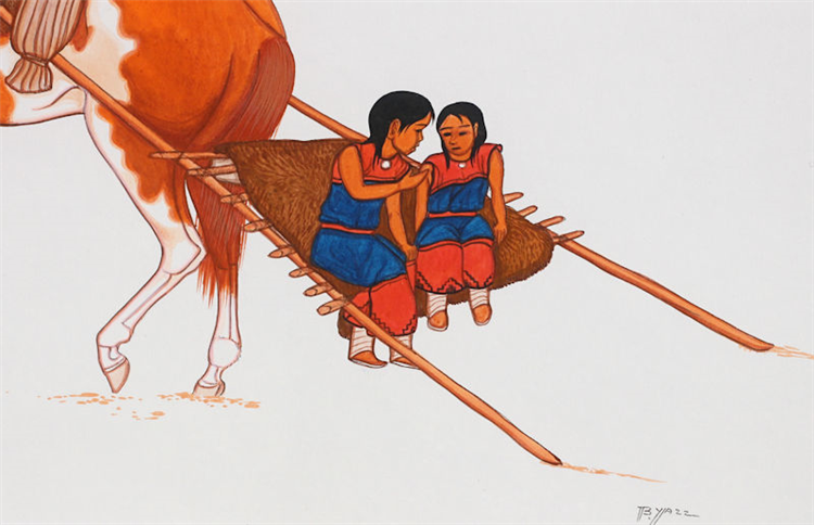 Woman Pulling Children on Travois - Image 4 of 4