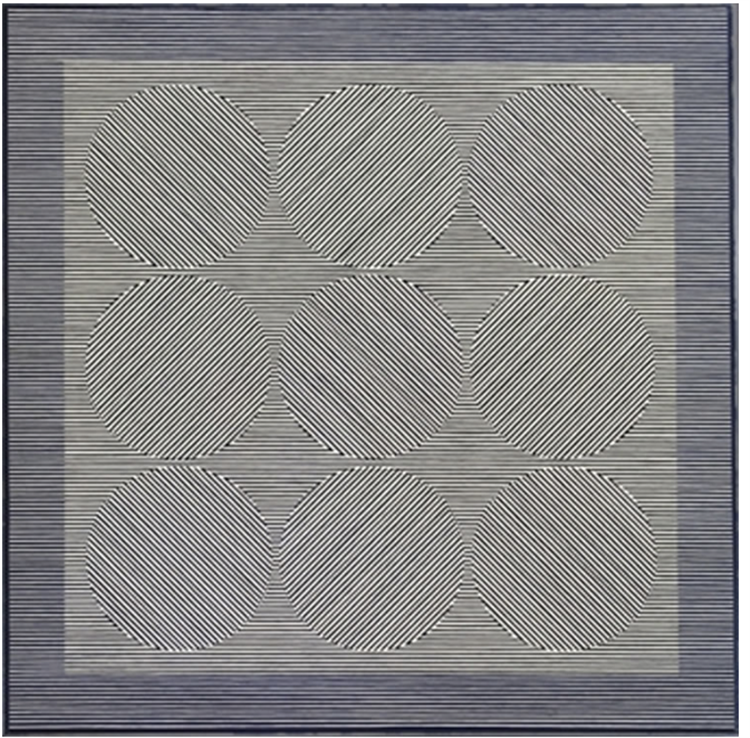 Julian Stanczak "VIBRANT REST" 1965 Signed on reverse; 39.25" X 39" Martha Jackson Gallery label attached