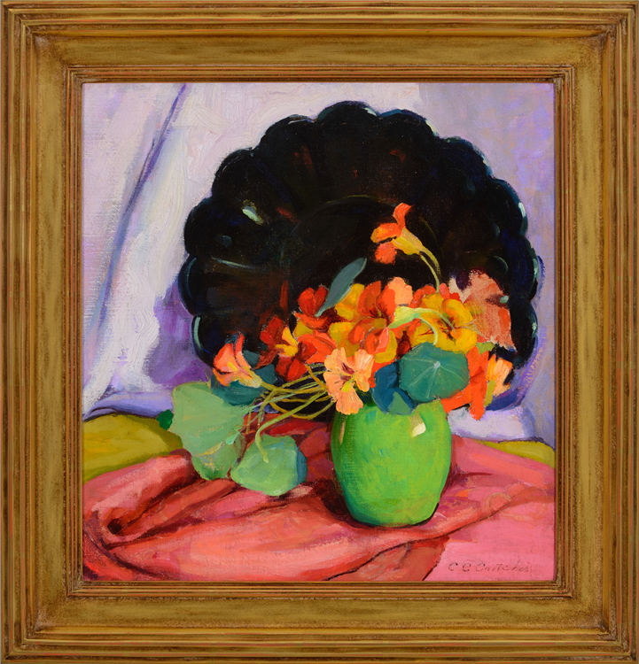 Nasturtiums in Green Vase - Image 2 of 2