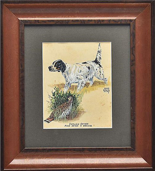 "English Setter Pins down a Grouse."