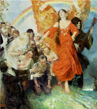 Woman in Red with Wings - Image 1 of 2