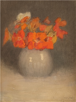 Tabletop Still Life of Red Geraniums - Image 1 of 2
