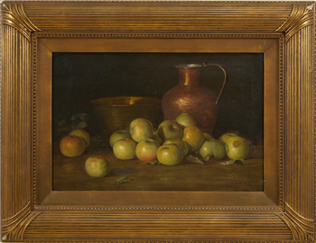 Still life with green apples and copper vessels - Image 1 of 4