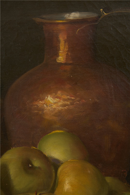 Still life with green apples and copper vessels - Image 3 of 4