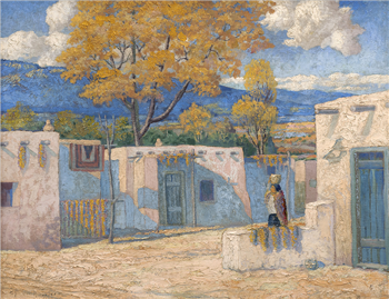 Adobe Homes with Cottonwood Trees - Image 1 of 2