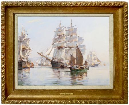 Montague Dawson RSMA, FRSA
British 1890 - 1973
Foochow

Medium: oil on canvas-board

Dimensions: 14 x 18 in / 35.6 x 47.7 cm
Frame size 19.5 x 23.75 in / 49.5 x 60.3 cm

Provenance: Frost and Reed Ltd., London
Acquired from the above, 1963
Collection of James & Patrice Schoonmaker, Naples, Florida