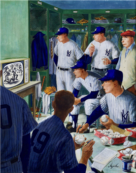 New York Yankees Watching the Football Game