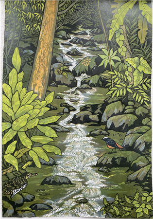 Margaret Barnaby
woodblock print, 47 x 24 inches.