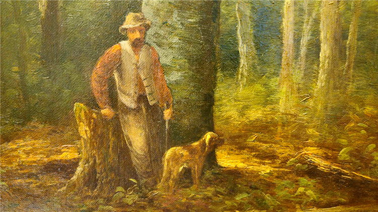 “Hunter and His Hound in The Adirondacks Forest” - Image 3 of 4