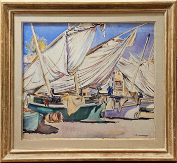 Drying Sails, Collioure, 1926 - Image 1 of 4